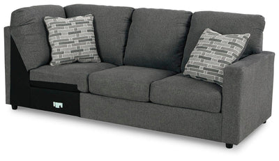 Edenfield 3-Piece LAF Chaise Sectional in Charcoal Chenille