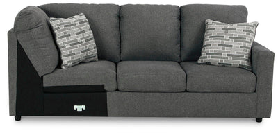 Edenfield 3-Piece LAF Chaise Sectional in Charcoal Chenille
