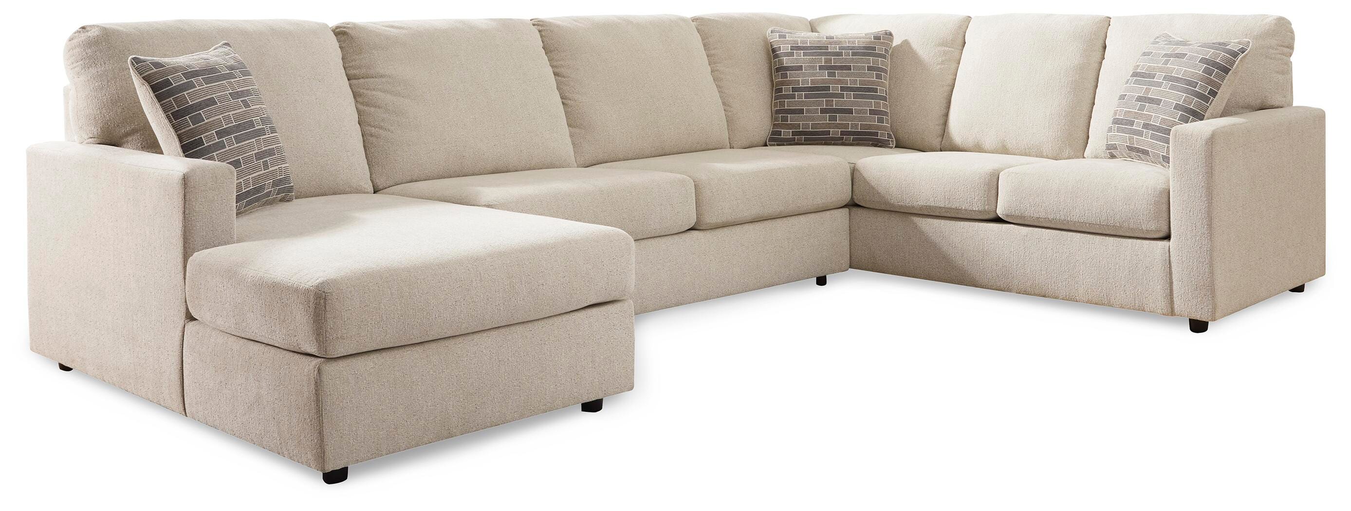 Edenfield 3-Piece LAF Chaise Sectional in Linen Chenille