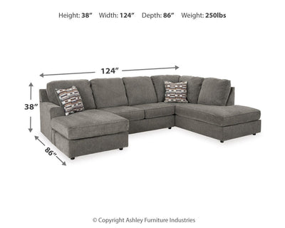 O'Phannon 2-Piece RAF Chaise Sectional in Putty Chenille