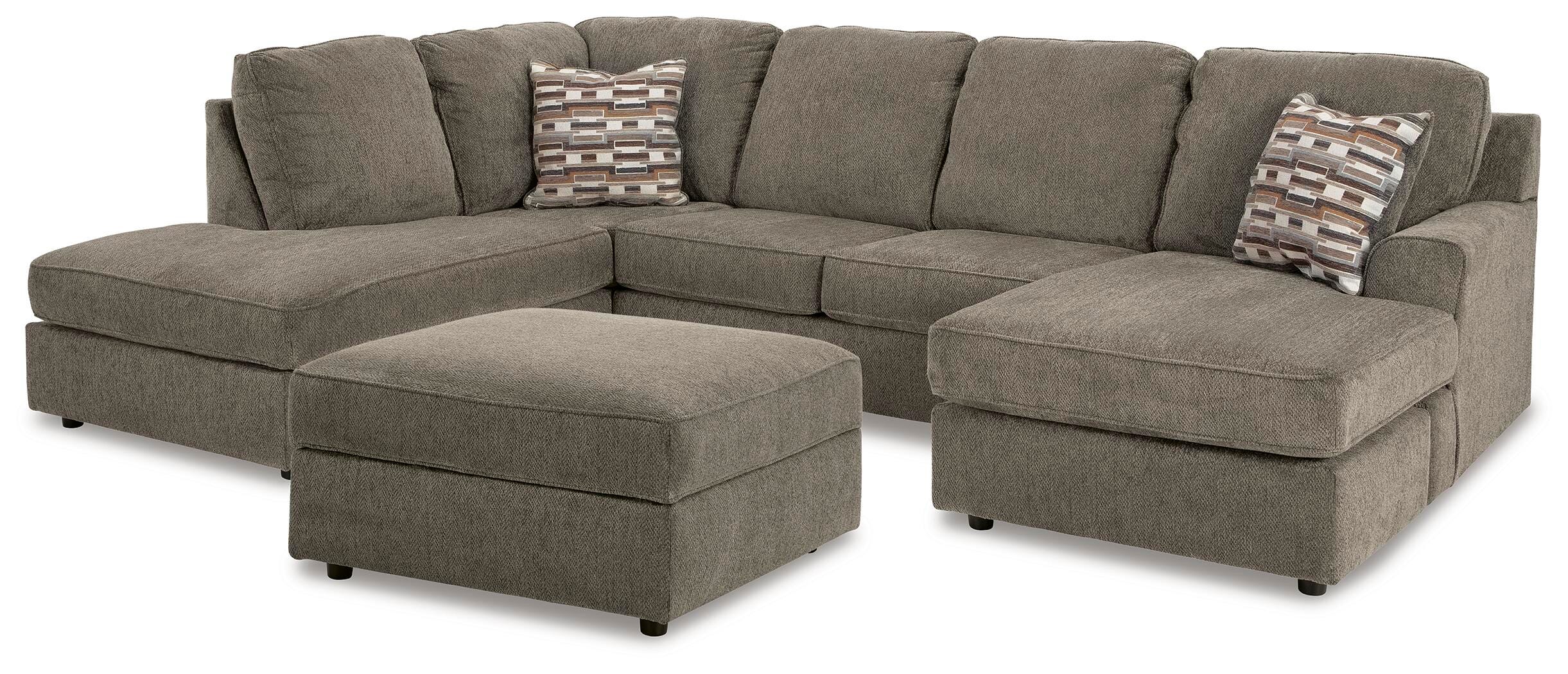 O'Phannon 2-Piece LAF Sectional and Ottoman in Putty