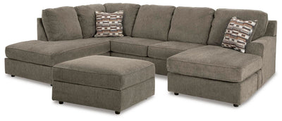 O'Phannon 2-Piece LAF Sectional and Ottoman in Putty