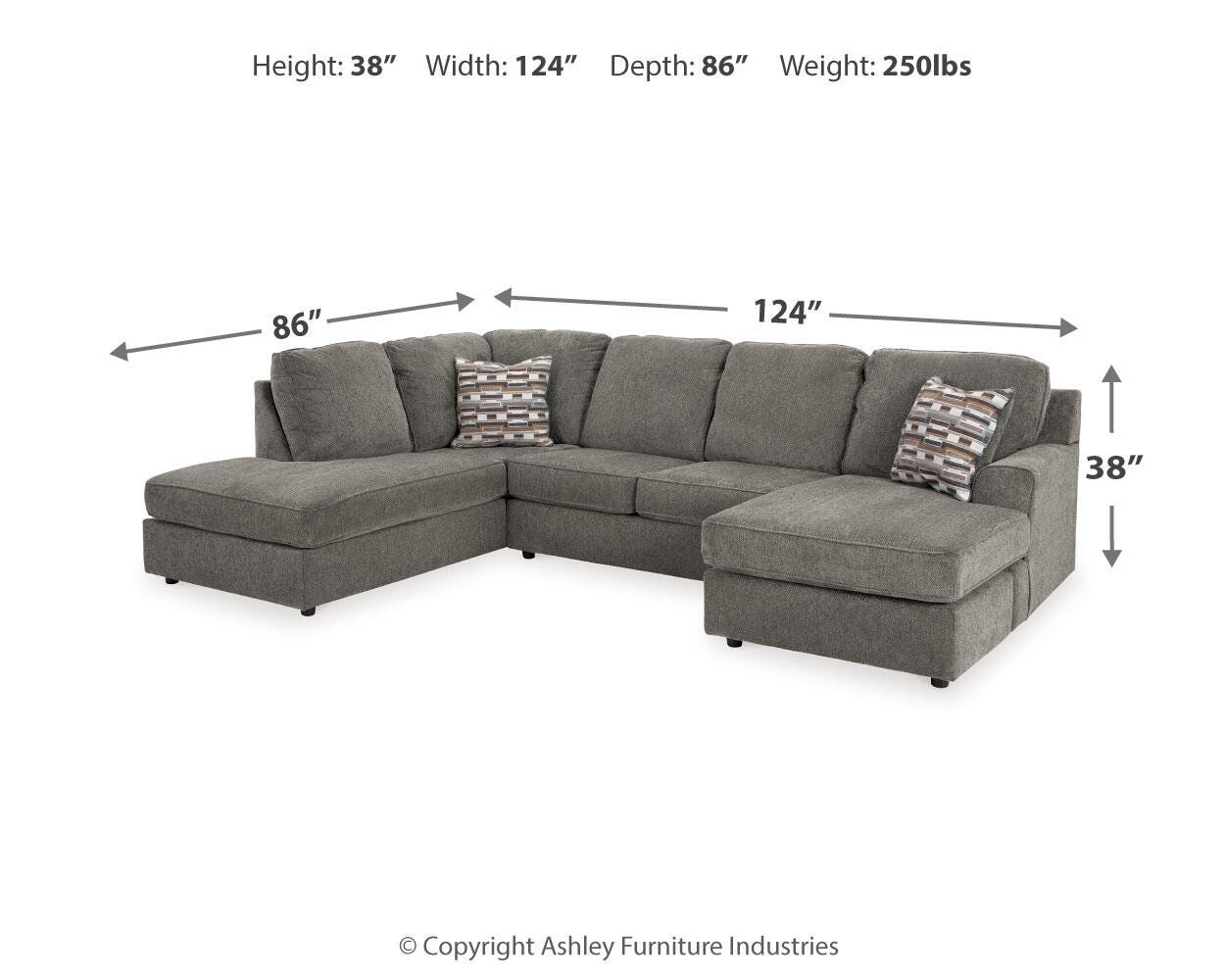 O'Phannon 2-Piece LAF Chaise Sectional in Putty Chenille