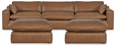 Emilia 3-Piece Sectional and 2 Ottomans in Caramel