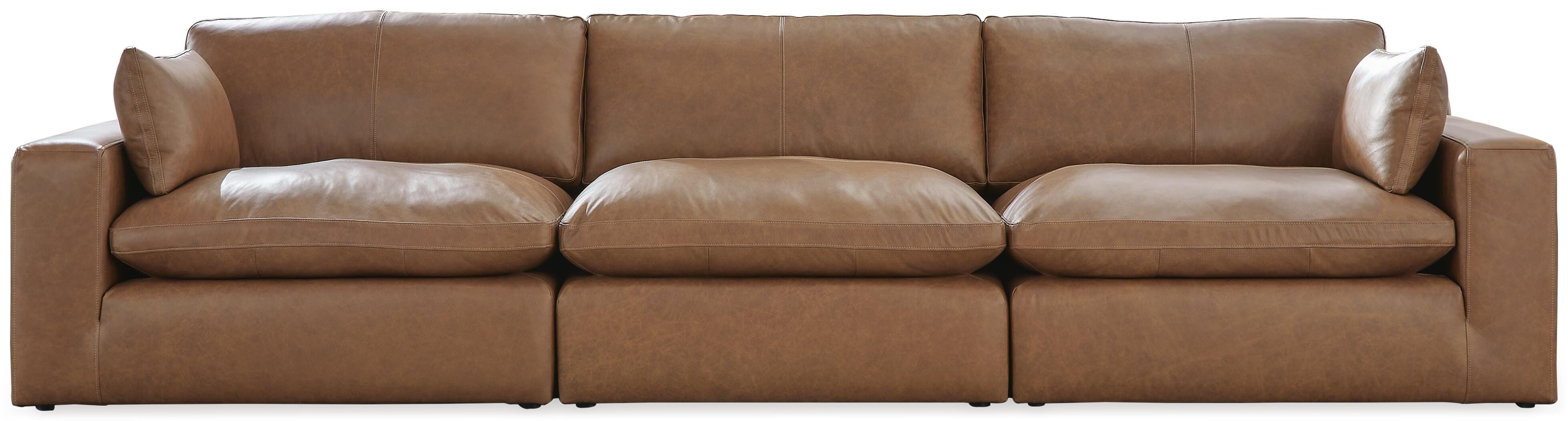 Emilia 3-Piece Sectional Sofa in Caramel Leather