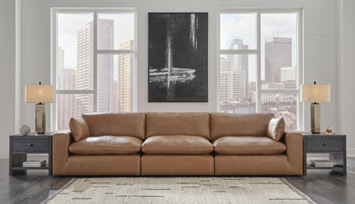 Emilia 3-Piece Sectional Sofa in Caramel Leather