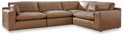 Emilia 4-Piece Sectional in Caramel Leather