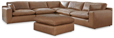 Emilia 5-Piece Sectional and Ottoman in Caramel