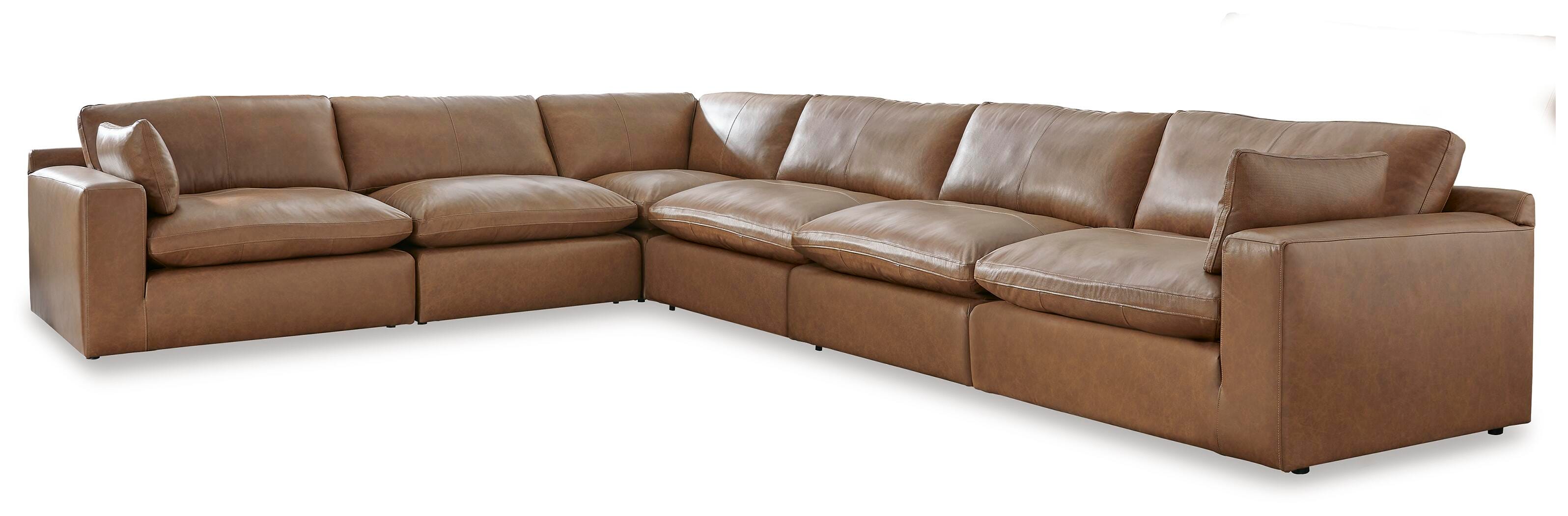 Emilia 6-Piece Sectional in Caramel Leather