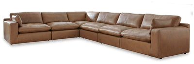 Emilia 6-Piece Sectional in Caramel Leather