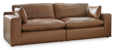 Emilia 2-Piece Sectional Loveseat in Caramel Leather