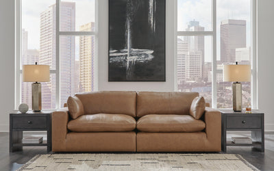 Emilia 2-Piece Sectional Loveseat in Caramel Leather