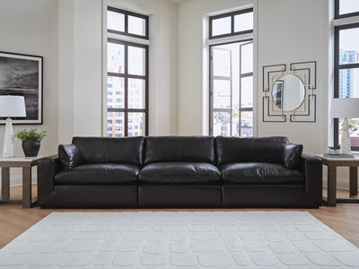 Emilia 3-Piece Sectional Sofa in Black Leather
