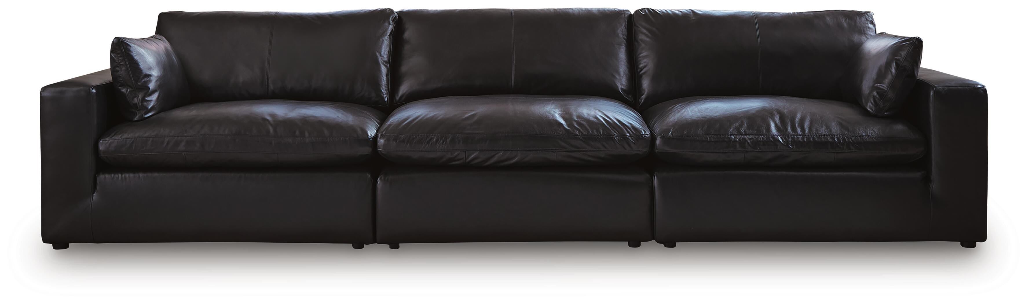 Emilia 3-Piece Sectional Sofa in Black Leather