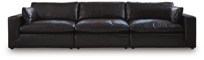 Emilia 3-Piece Sectional Sofa in Black Leather