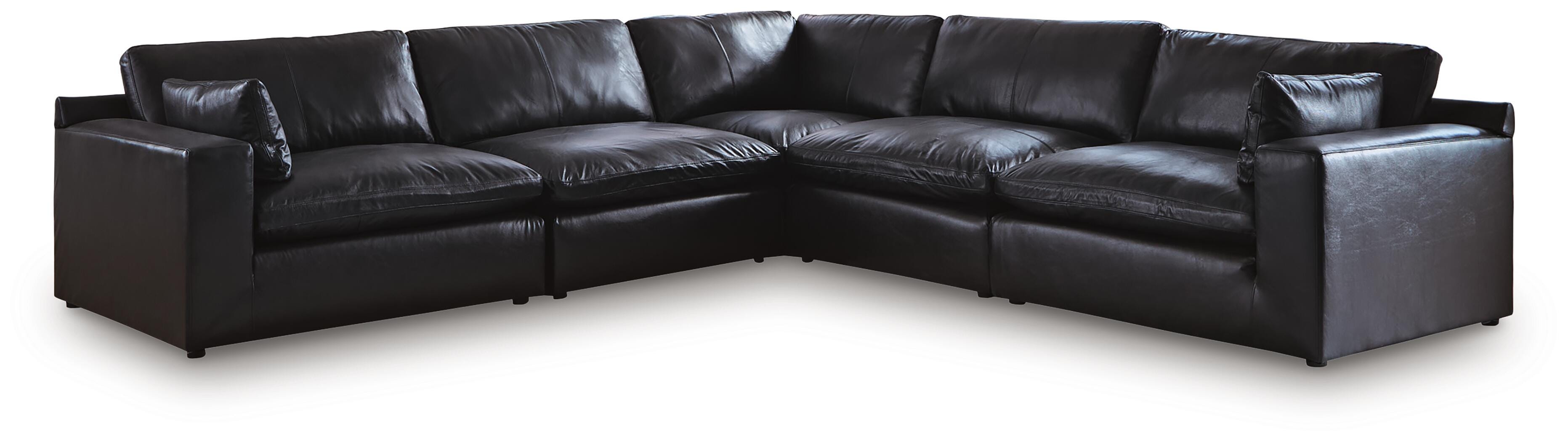 Emilia 5-Piece Sectional in Black Leather