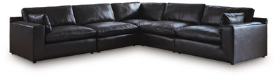 Emilia 5-Piece Sectional in Black Leather