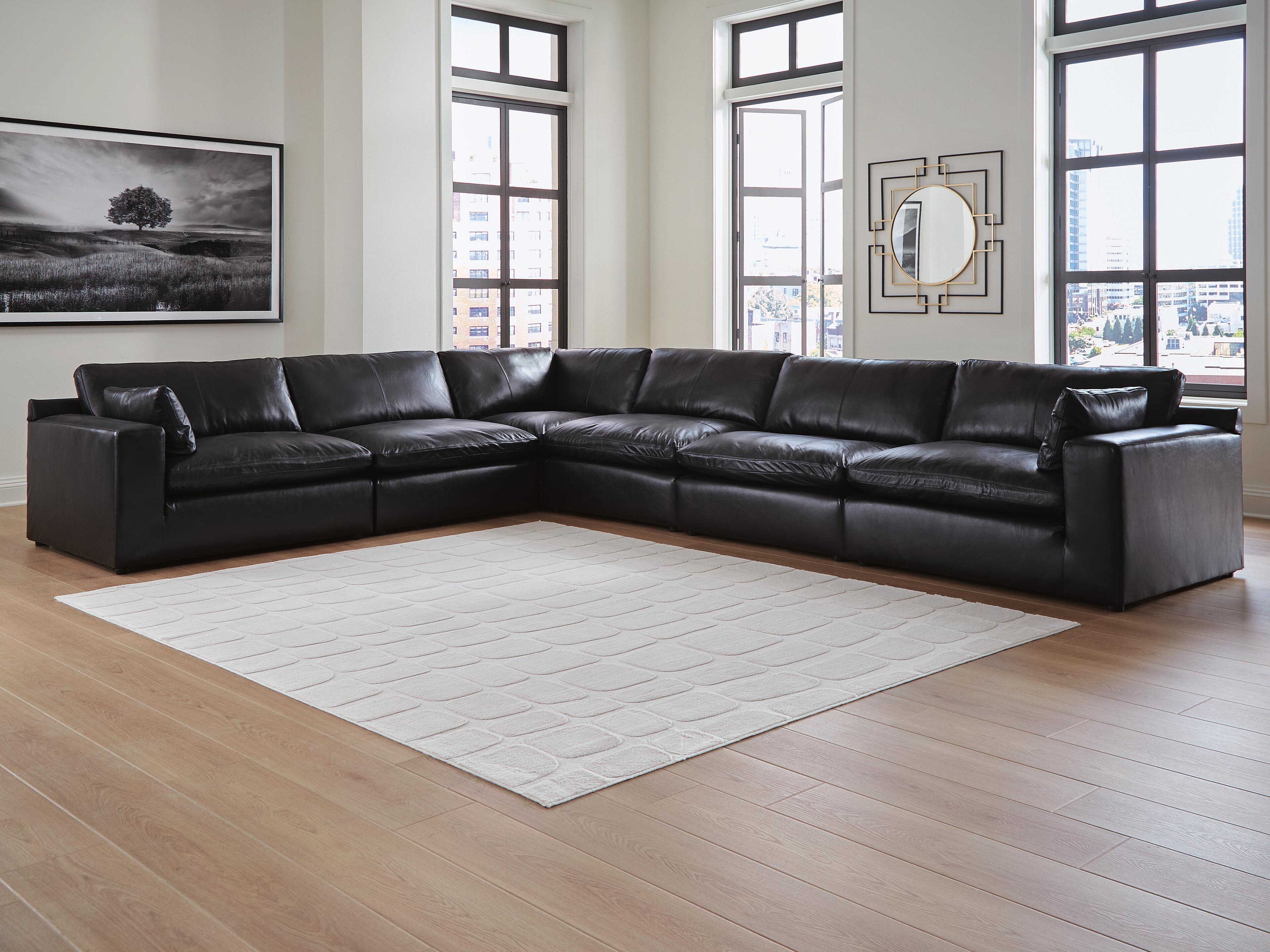 Emilia 6-Piece Sectional in Black Leather