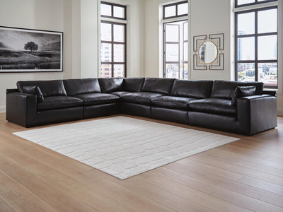 Emilia 6-Piece Sectional in Black Leather