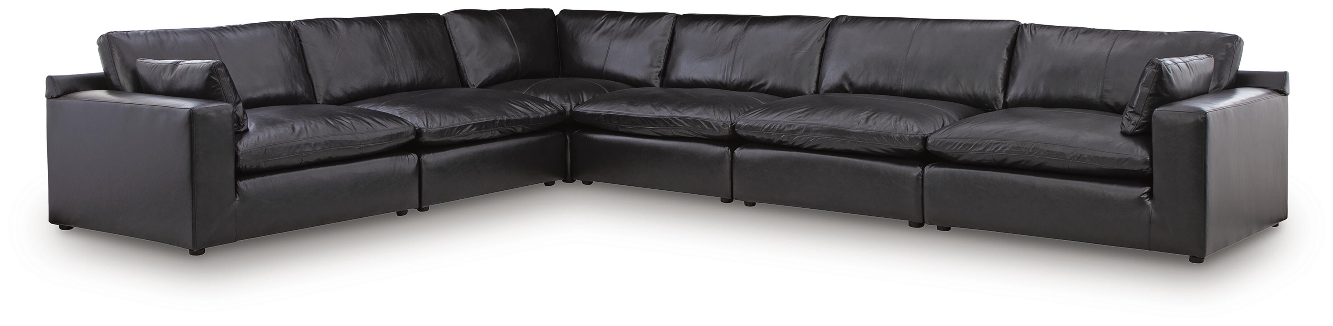 Emilia 6-Piece Sectional in Black Leather