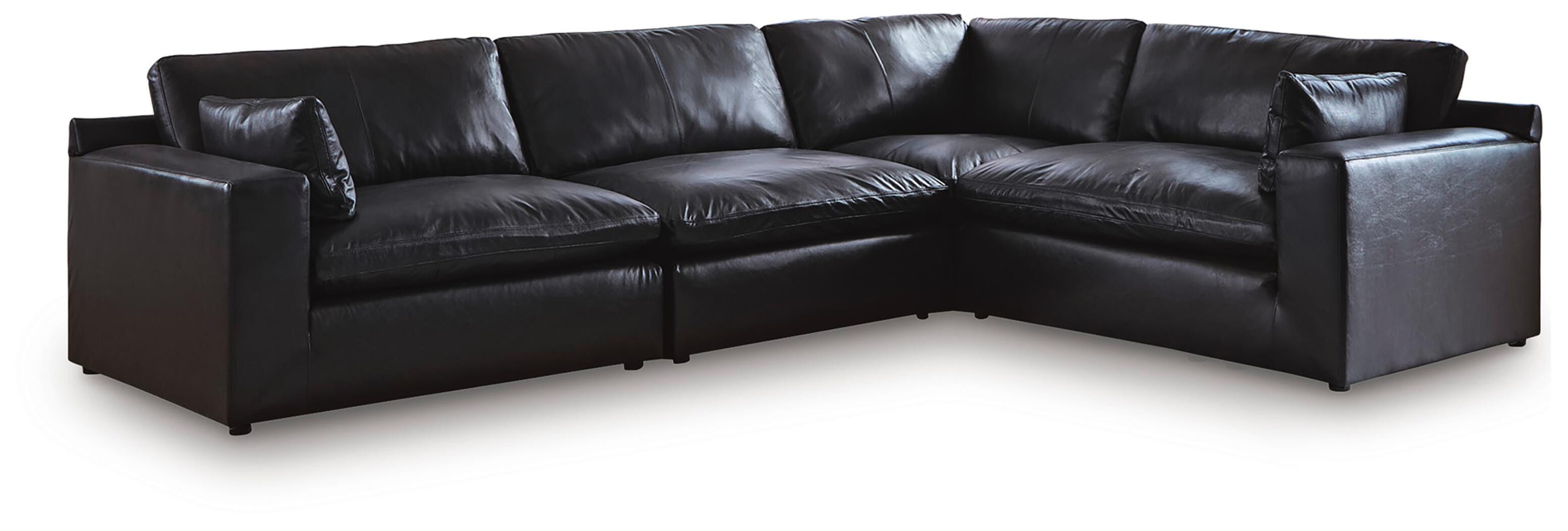 Emilia 4-Piece Sectional in Black Leather
