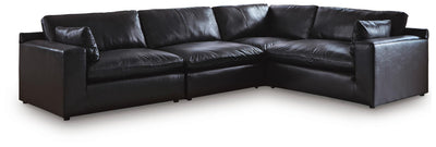 Emilia 4-Piece Sectional in Black Leather