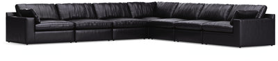 Emilia 7-Piece Sectional in Black Leather