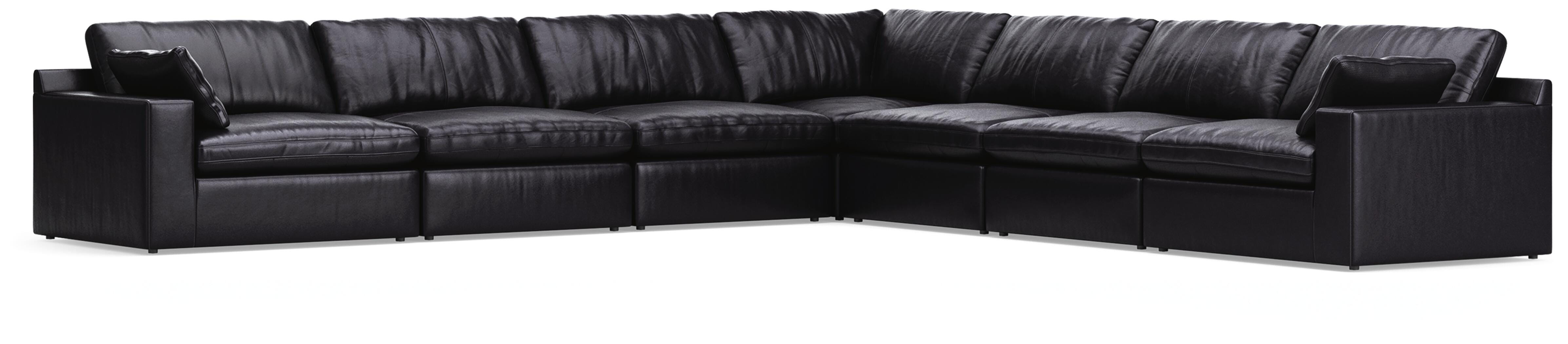 Emilia 7-Piece Sectional in Black Leather