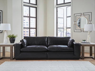 Emilia 2-Piece Sectional Loveseat in Black Leather