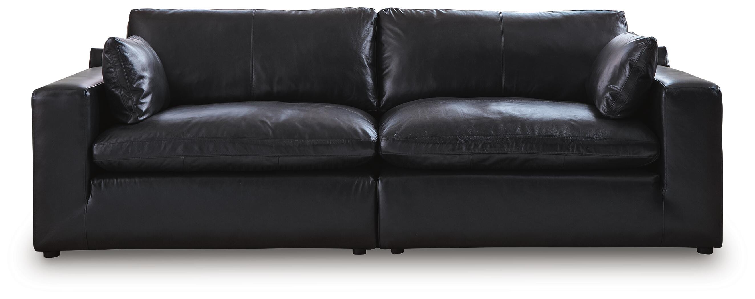 Emilia 2-Piece Sectional Loveseat in Black Leather