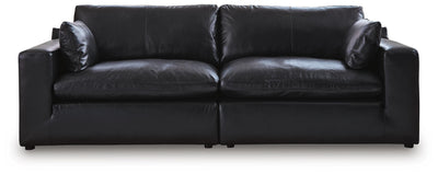 Emilia 2-Piece Sectional Loveseat in Black Leather
