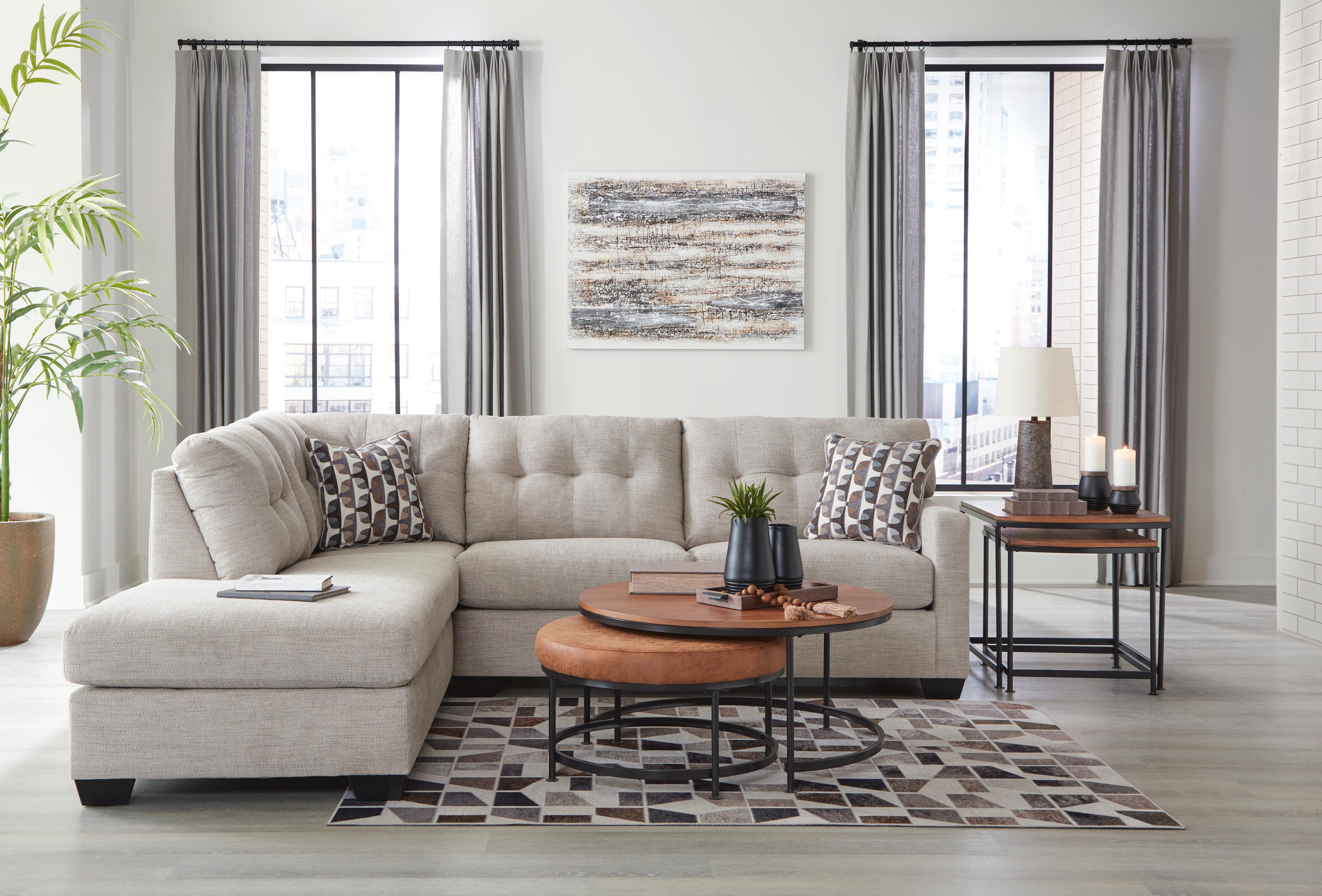 Mahoney 2-Piece LAF Chaise Sectional in Pebble Chenille