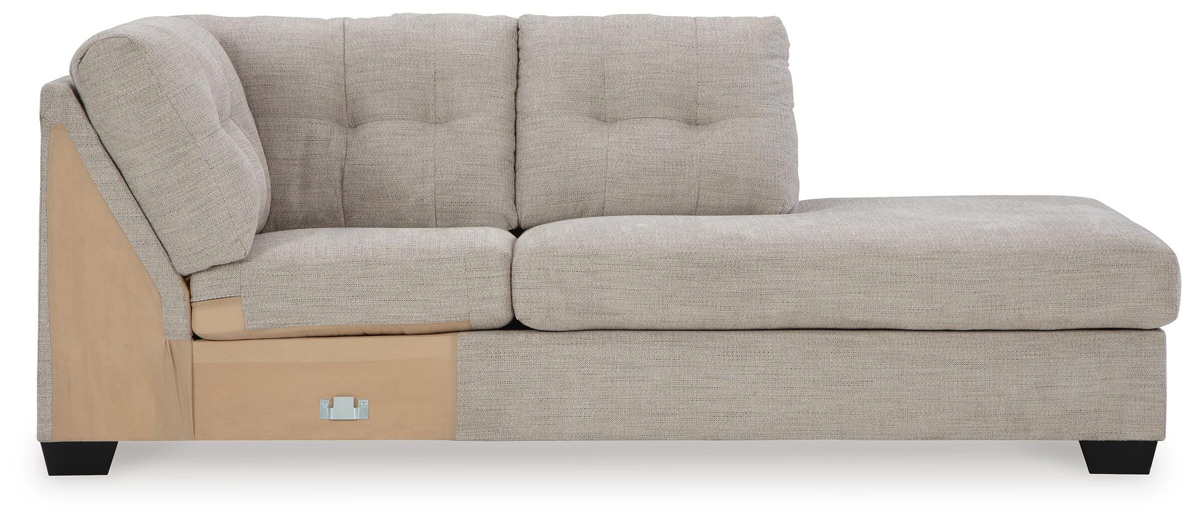 Mahoney 2-Piece RAF Chaise Sleeper Sectional in Pebble Chenille