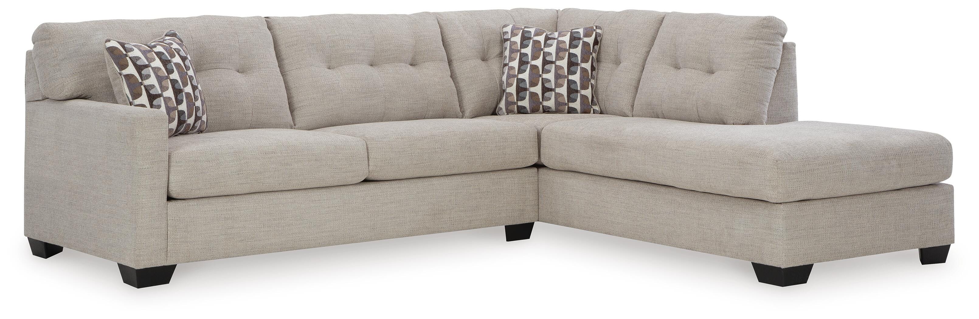 Mahoney 2-Piece RAF Chaise Sleeper Sectional in Pebble Chenille