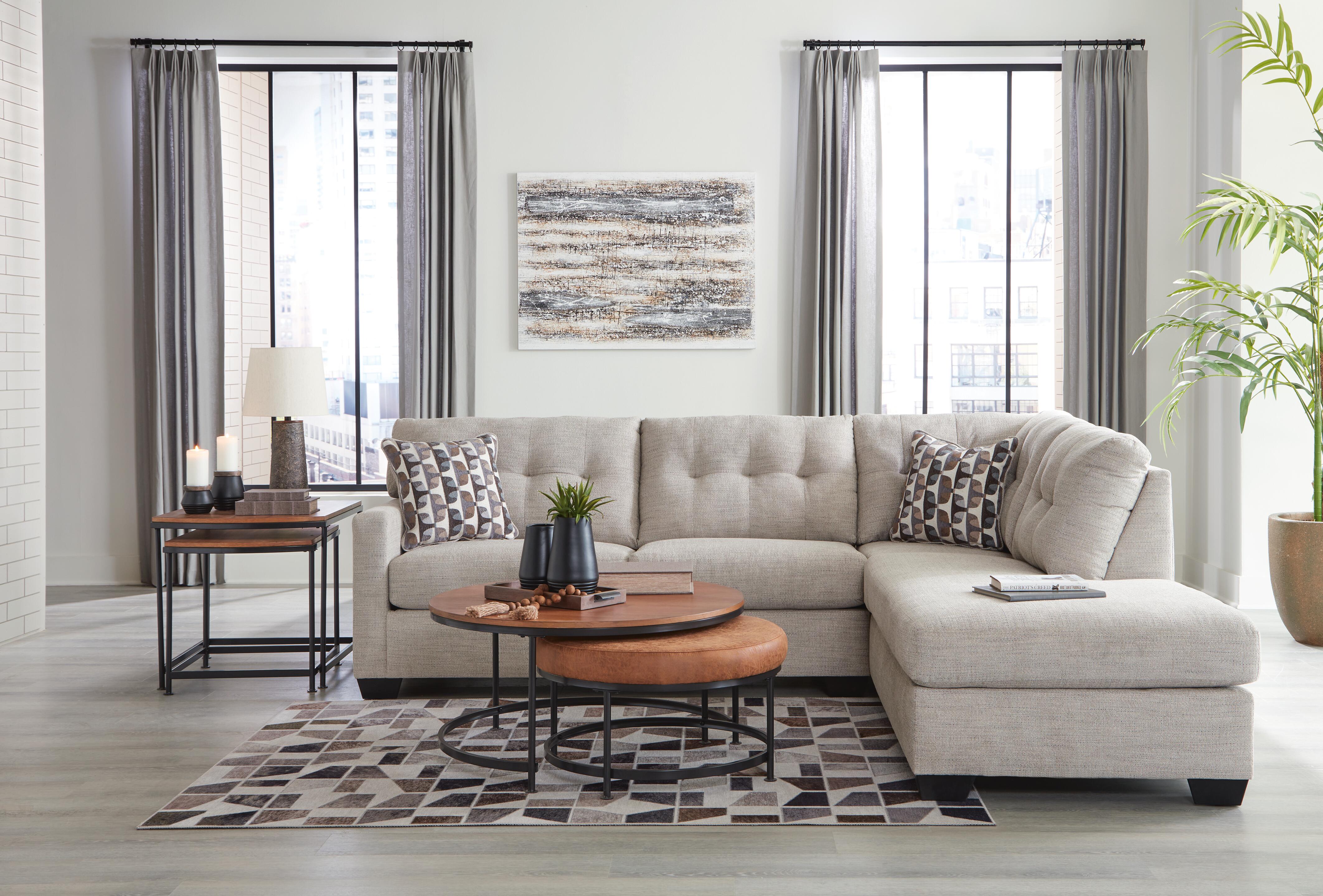 Mahoney 2-Piece RAF Chaise Sectional in Pebble Chenille