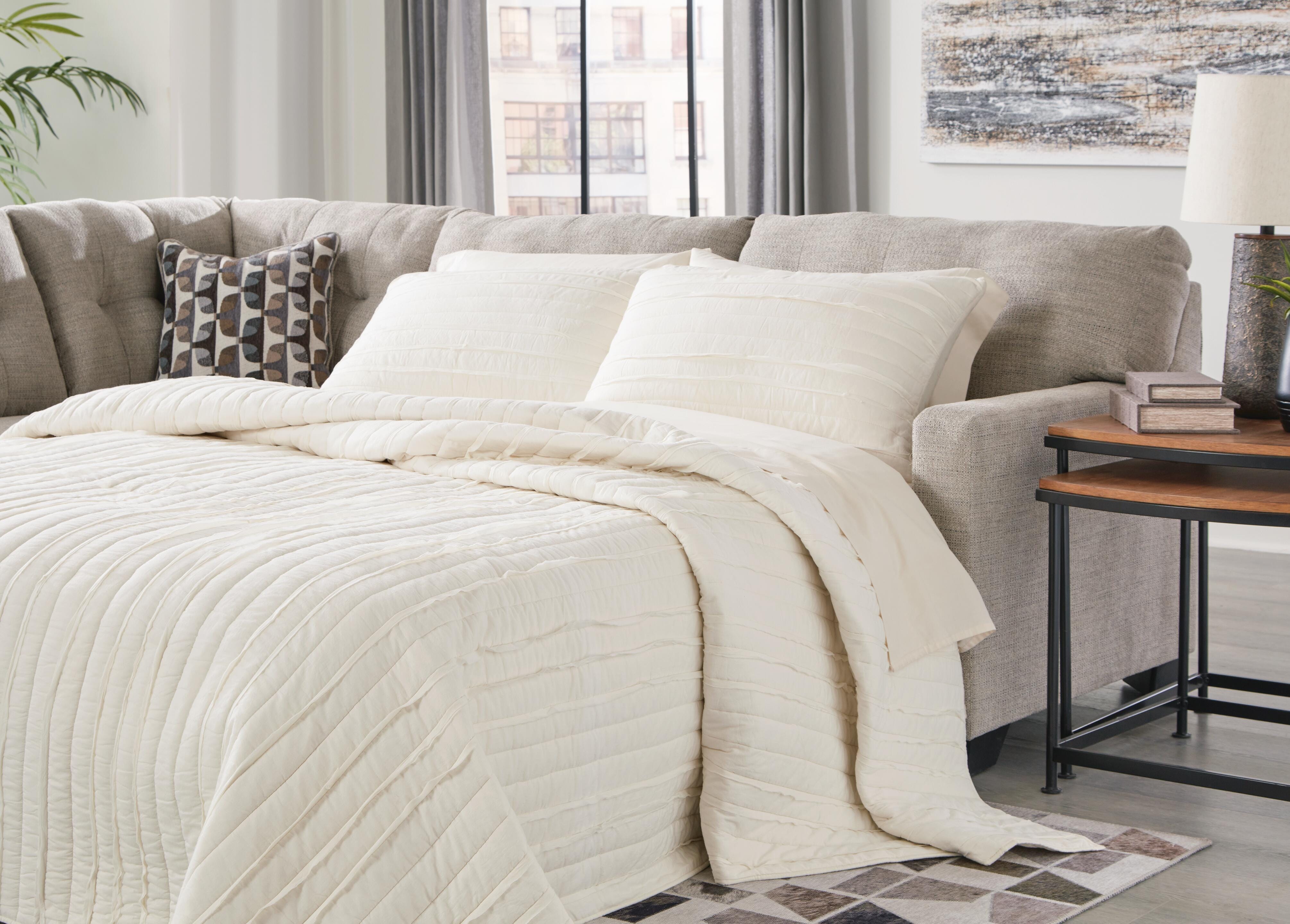 Mahoney 2-Piece LAF Chaise Sleeper Sectional in Pebble Chenille