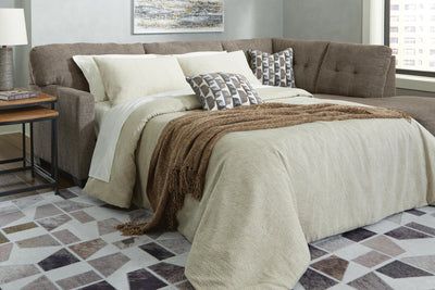 Mahoney 2-Piece RAF Chaise Sleeper Sectional in Chocolate Chenille