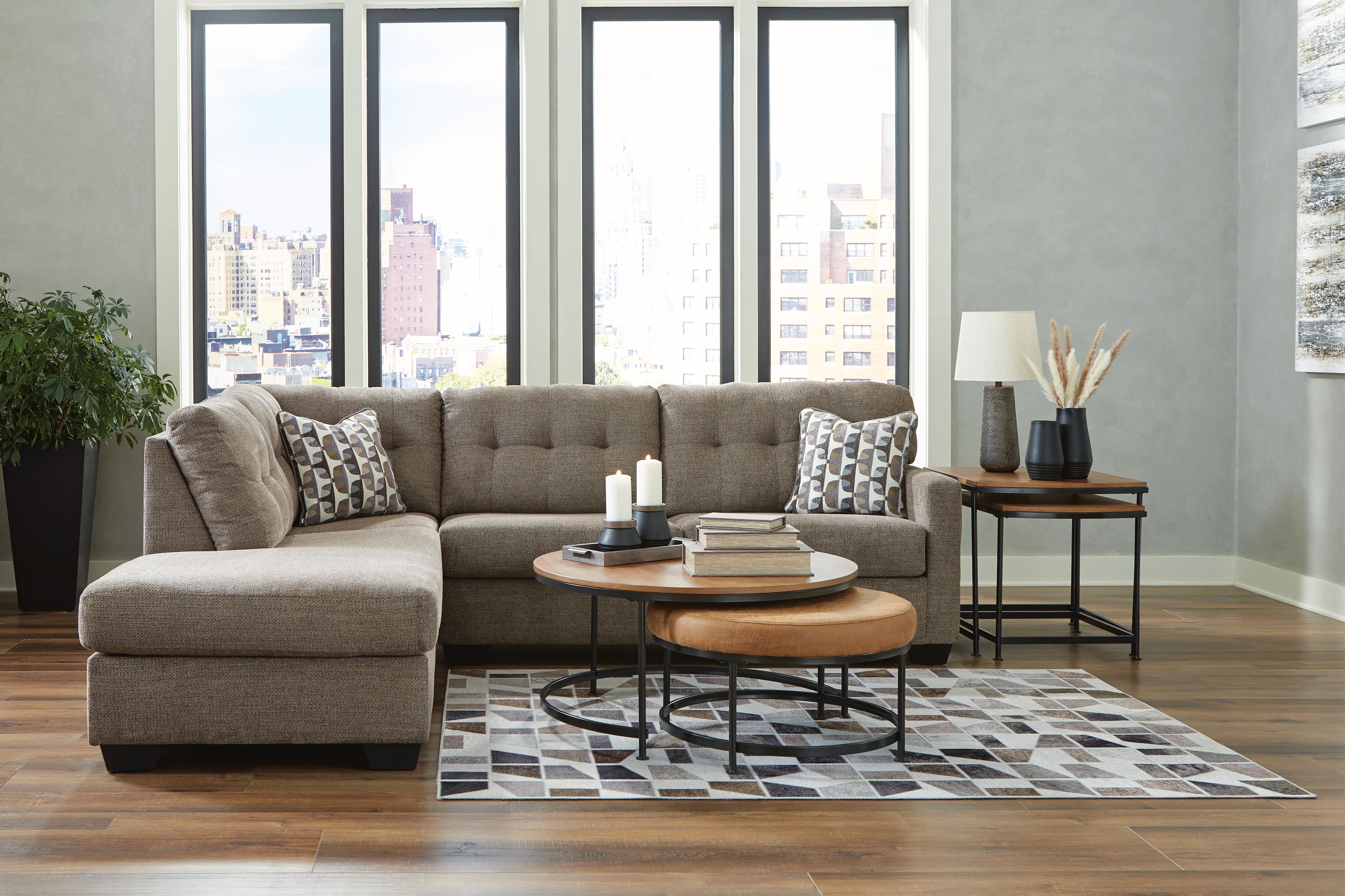 Mahoney 2-Piece LAF Chaise Sectional in Chocolate Chenille