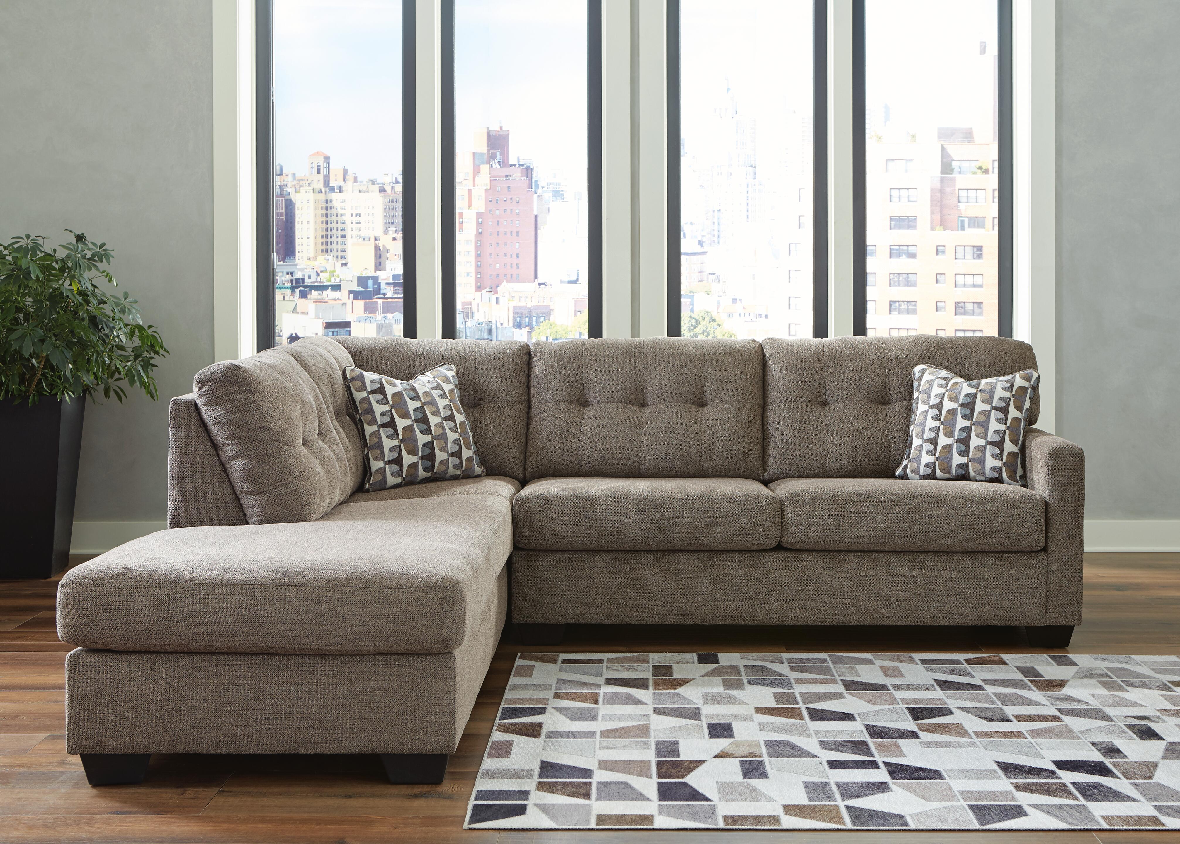 Mahoney 2-Piece LAF Chaise Sleeper Sectional in Chocolate Chenille