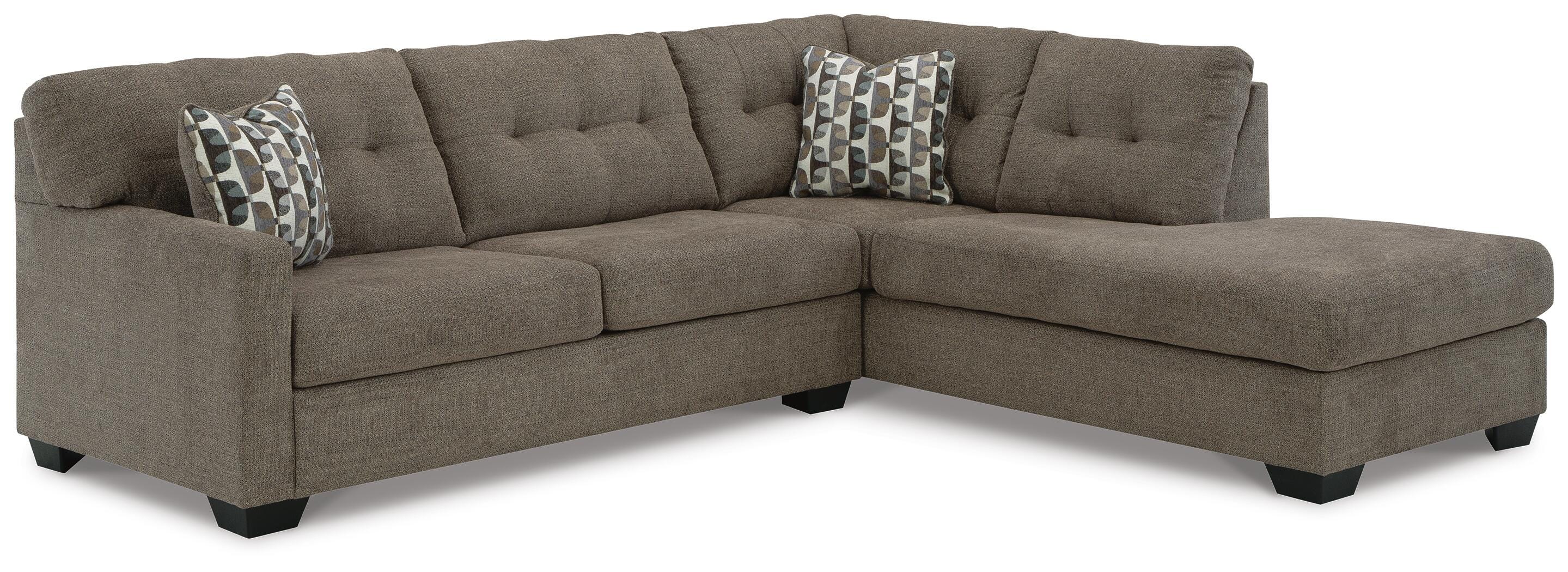 Mahoney 2-Piece RAF Chaise Sleeper Sectional in Chocolate Chenille