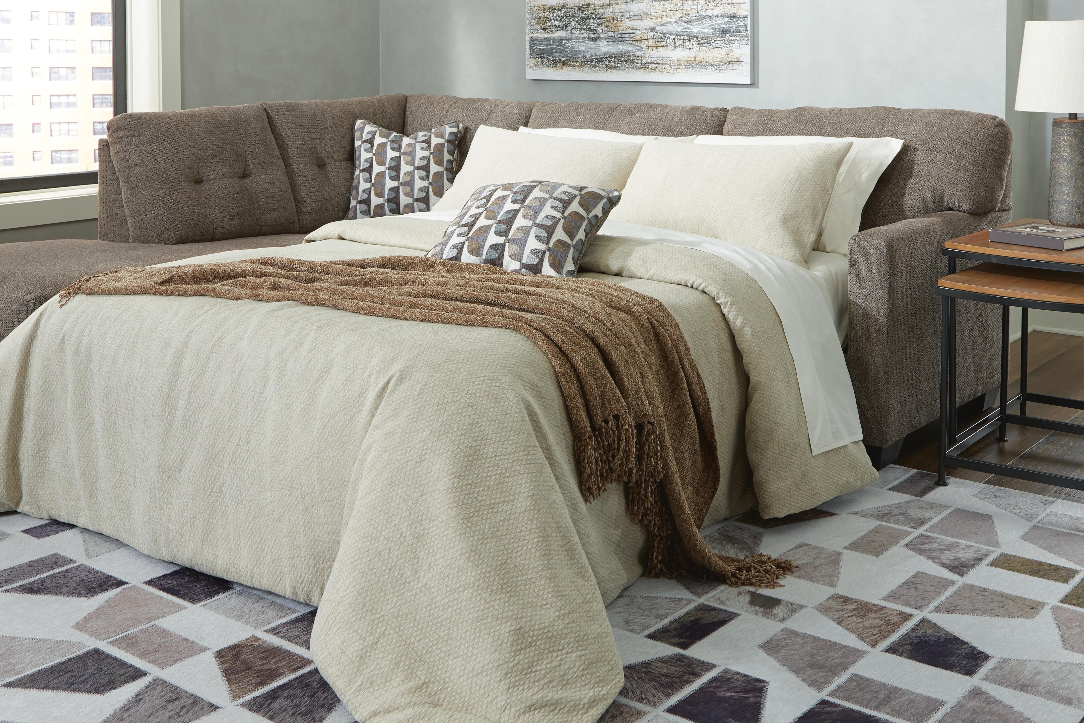 Mahoney 2-Piece LAF Chaise Sleeper Sectional in Chocolate Chenille