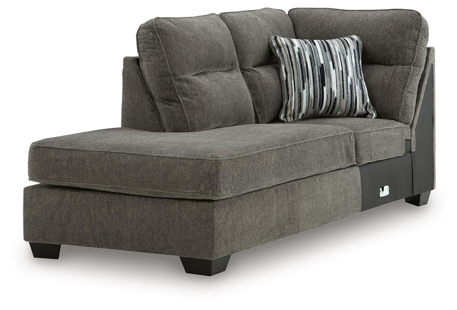 Olten 2-Piece LAF Chaise Sectional in Graphite Chenille