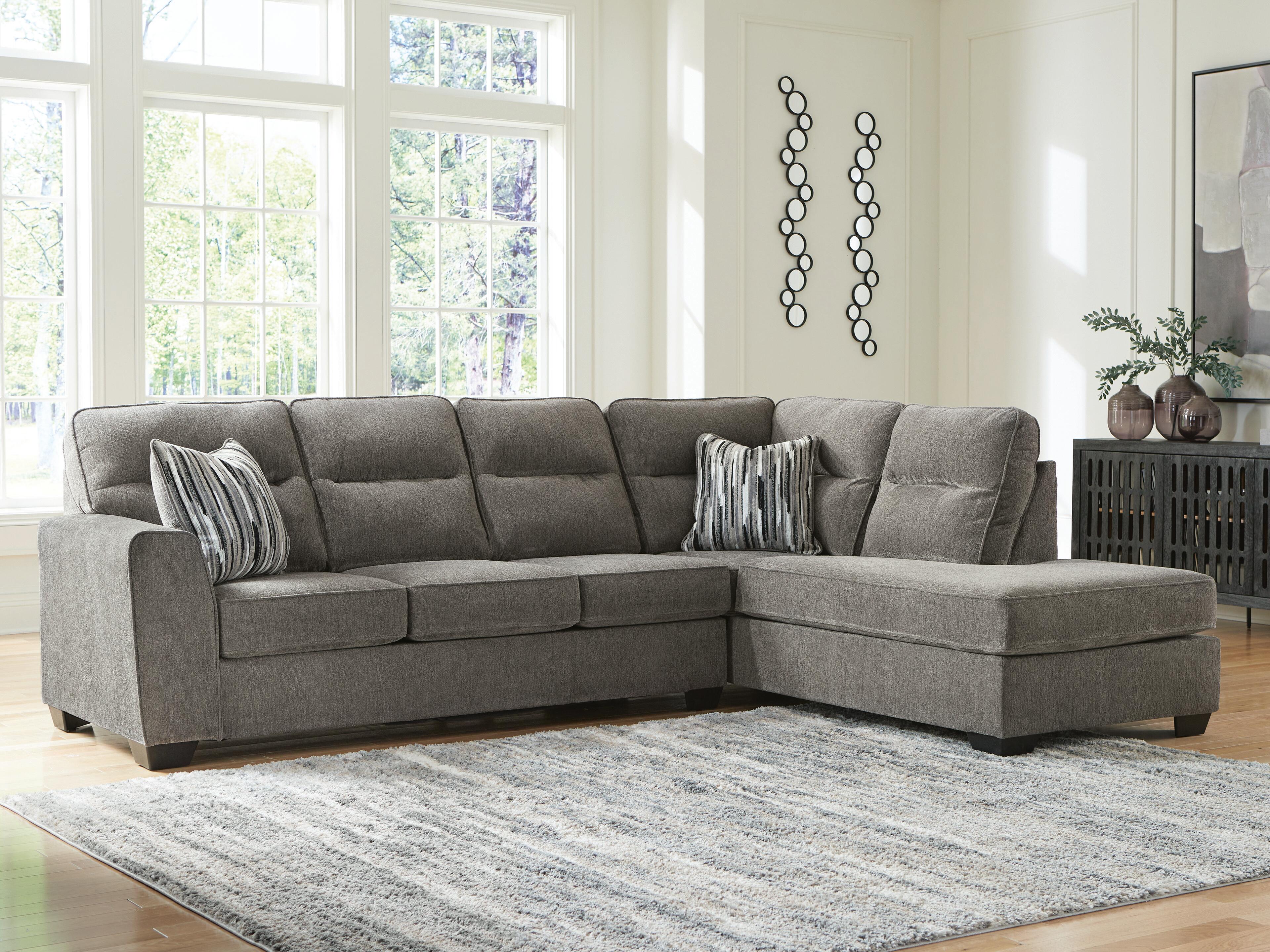 Olten 2-Piece RAF Chaise Sectional in Graphite Chenille