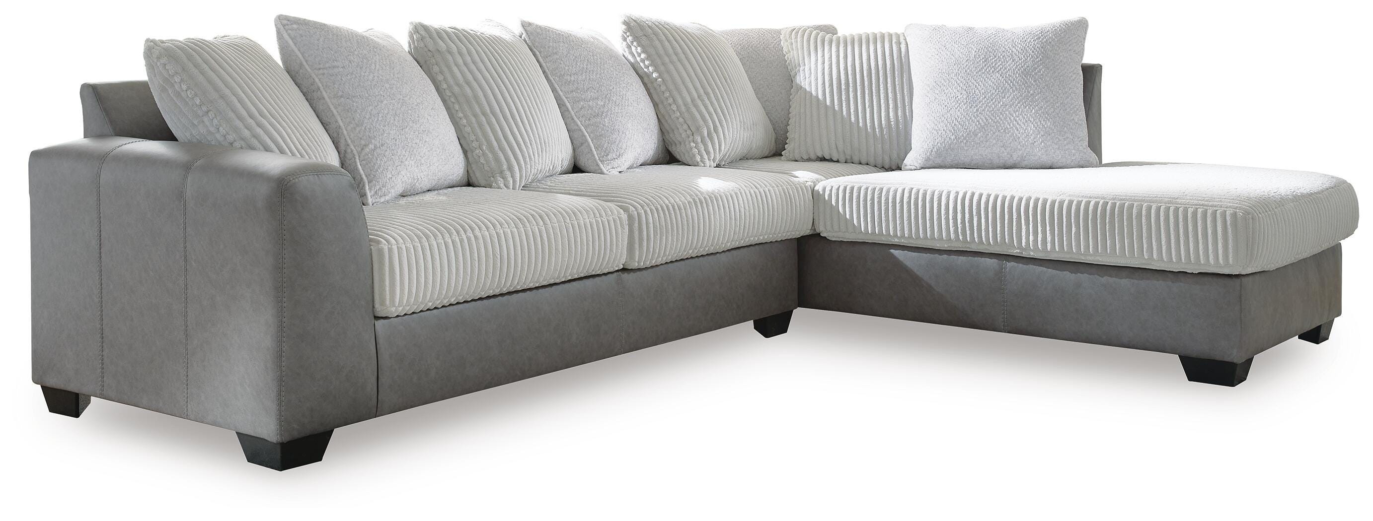 Clairette Court 2-Piece RAF Chaise Sectional in Alloy Chenille