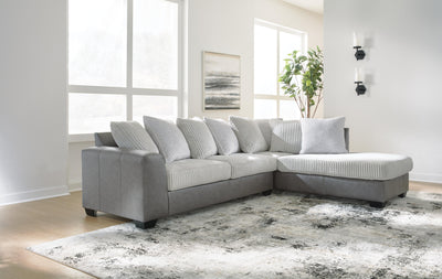 Clairette Court 2-Piece RAF Chaise Sectional in Alloy Chenille