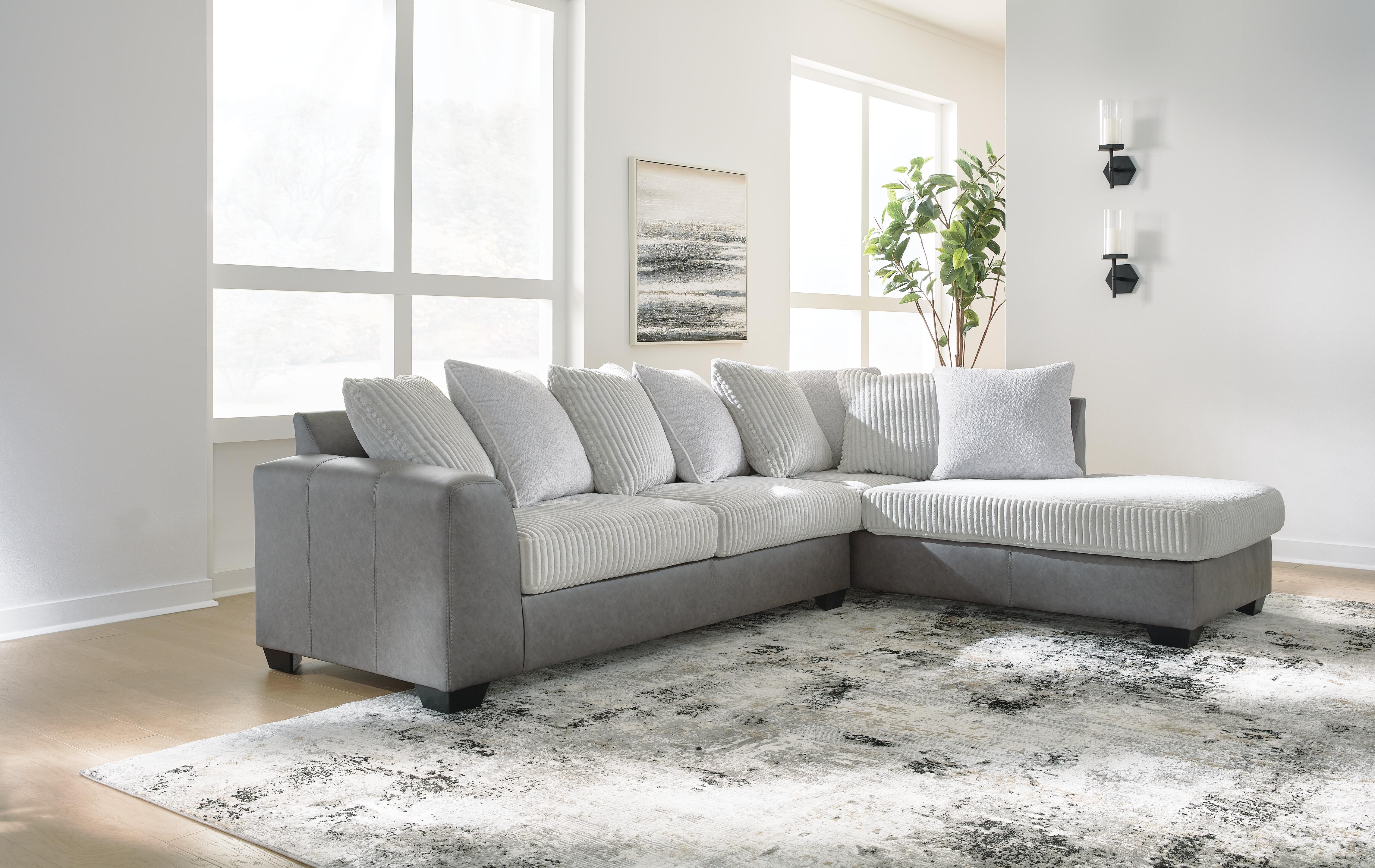 Clairette Court 2-Piece RAF Chaise Sectional in Alloy Chenille