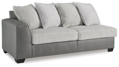 Clairette Court 2-Piece RAF Chaise Sectional in Alloy Chenille