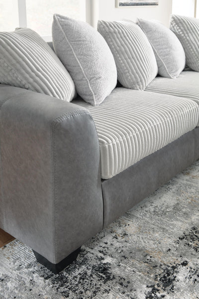 Clairette Court 2-Piece RAF Chaise Sectional in Alloy Chenille