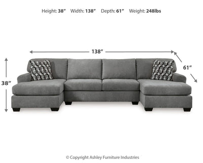 Birkdale Court 3-Piece RAF Sectional in Gray Chenille