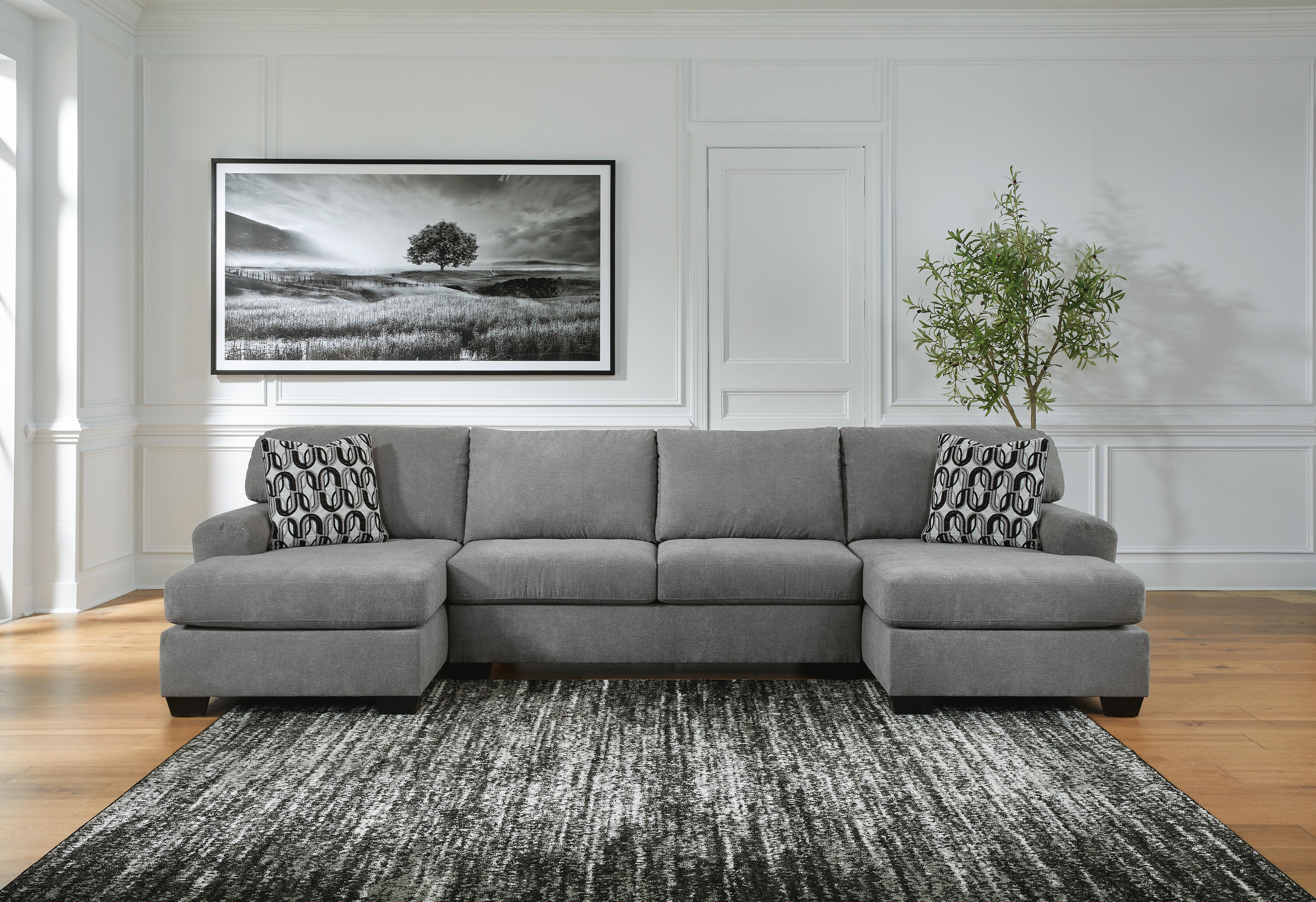 Birkdale Court 3-Piece RAF Sectional in Gray Chenille